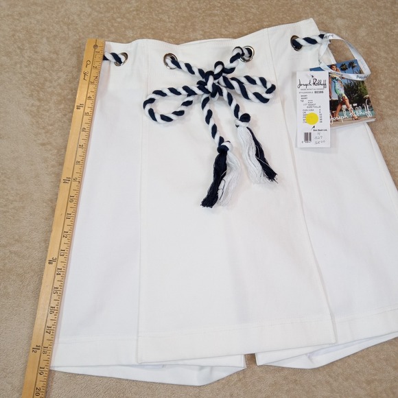 Joseph Ribkoff NWT Skort Braided Rope Belt Woman's Size 4 White Preppy Tennis - Picture 7 of 10